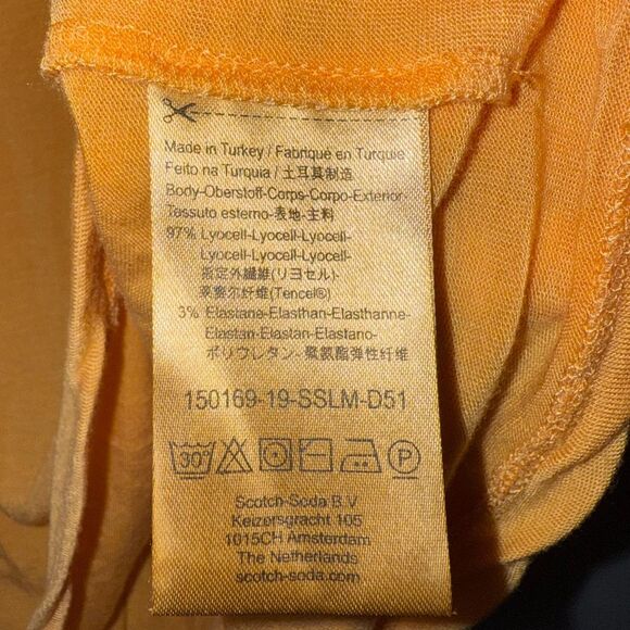 Scotch & Soda Sun N Sand Women’s Ruffle Sleeve Orange Tee Shirt Size Small EUC - Picture 7 of 9